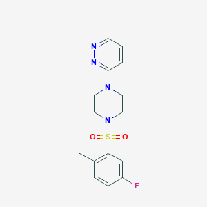 molecular formula C16H19FN4O2S B4492972 3-{4-[(5-fluoro-2-methylphenyl)sulfonyl]-1-piperazinyl}-6-methylpyridazine 