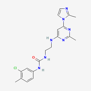 molecular formula C19H22ClN7O B4493028 N-(3-chloro-4-methylphenyl)-N'-(2-{[2-methyl-6-(2-methyl-1H-imidazol-1-yl)-4-pyrimidinyl]amino}ethyl)urea 