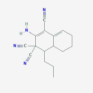 molecular formula C16H18N4 B4493036 2-amino-4-propyl-4a,5,6,7-tetrahydro-4H-naphthalene-1,3,3-tricarbonitrile 