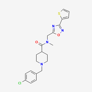 molecular formula C21H23ClN4O2S B4493043 1-[(4-CHLOROPHENYL)METHYL]-N-METHYL-N-{[3-(THIOPHEN-2-YL)-1,2,4-OXADIAZOL-5-YL]METHYL}PIPERIDINE-4-CARBOXAMIDE 