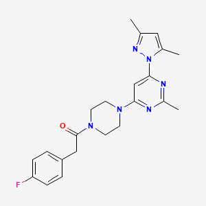 molecular formula C22H25FN6O B4493086 4-(3,5-dimethyl-1H-pyrazol-1-yl)-6-{4-[(4-fluorophenyl)acetyl]-1-piperazinyl}-2-methylpyrimidine 