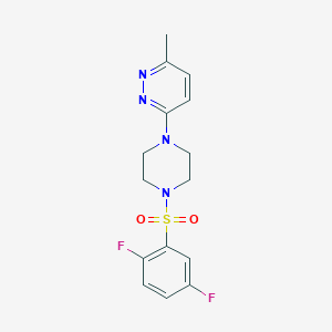 molecular formula C15H16F2N4O2S B4493167 3-{4-[(2,5-difluorophenyl)sulfonyl]-1-piperazinyl}-6-methylpyridazine 