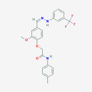 molecular formula C24H22F3N3O3 B449317 2-{2-methoxy-4-[(Z)-{2-[3-(trifluoromethyl)phenyl]hydrazinylidene}methyl]phenoxy}-N-(4-methylphenyl)acetamide 