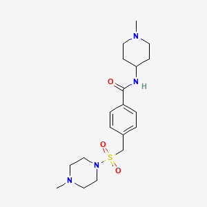 molecular formula C19H30N4O3S B4493174 4-{[(4-methylpiperazin-1-yl)sulfonyl]methyl}-N-(1-methylpiperidin-4-yl)benzamide 