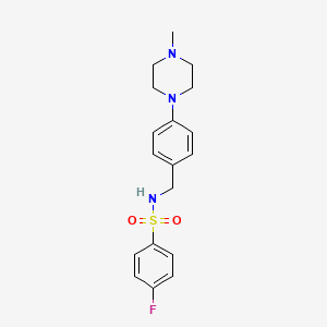 molecular formula C18H22FN3O2S B4493193 4-FLUORO-N-{[4-(4-METHYLPIPERAZIN-1-YL)PHENYL]METHYL}BENZENE-1-SULFONAMIDE 