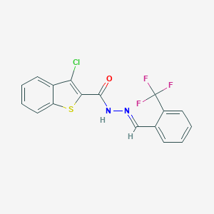 molecular formula C17H10ClF3N2OS B449323 3-chloro-N'-{(E)-[2-(trifluoromethyl)phenyl]methylidene}-1-benzothiophene-2-carbohydrazide 