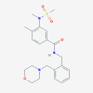 molecular formula C22H29N3O4S B4493245 4-METHYL-3-(N-METHYLMETHANESULFONAMIDO)-N-({2-[(MORPHOLIN-4-YL)METHYL]PHENYL}METHYL)BENZAMIDE 