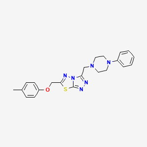 molecular formula C22H24N6OS B4493257 6-[(4-methylphenoxy)methyl]-3-[(4-phenyl-1-piperazinyl)methyl][1,2,4]triazolo[3,4-b][1,3,4]thiadiazole 