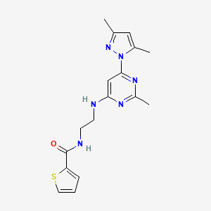 molecular formula C17H20N6OS B4493292 N-(2-{[6-(3,5-dimethyl-1H-pyrazol-1-yl)-2-methyl-4-pyrimidinyl]amino}ethyl)-2-thiophenecarboxamide 