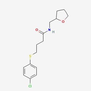 molecular formula C15H20ClNO2S B4493341 4-[(4-chlorophenyl)thio]-N-(tetrahydro-2-furanylmethyl)butanamide 