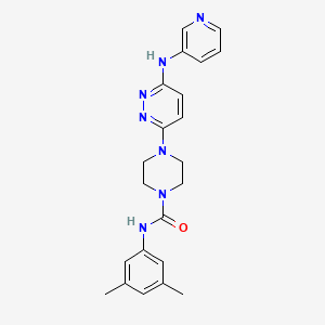 molecular formula C22H25N7O B4493361 N-(3,5-dimethylphenyl)-4-[6-(3-pyridinylamino)-3-pyridazinyl]-1-piperazinecarboxamide 