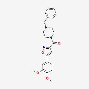 molecular formula C23H25N3O4 B4493375 1-benzyl-4-{[5-(3,4-dimethoxyphenyl)-3-isoxazolyl]carbonyl}piperazine 