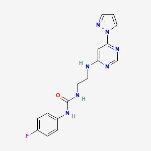 molecular formula C16H16FN7O B4493388 N-(4-fluorophenyl)-N'-(2-{[6-(1H-pyrazol-1-yl)-4-pyrimidinyl]amino}ethyl)urea 