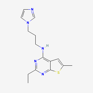 molecular formula C15H19N5S B4493417 2-ethyl-N-[3-(1H-imidazol-1-yl)propyl]-6-methylthieno[2,3-d]pyrimidin-4-amine 