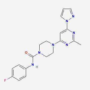 N-(4-fluorophenyl)-4-[2-methyl-6-(1H-pyrazol-1-yl)-4-pyrimidinyl]-1-piperazinecarboxamide