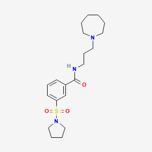 molecular formula C20H31N3O3S B4493480 N-[3-(AZEPAN-1-YL)PROPYL]-3-(PYRROLIDINE-1-SULFONYL)BENZAMIDE 