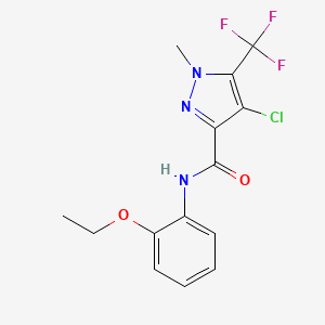 molecular formula C14H13ClF3N3O2 B4493580 4-chloro-N-(2-ethoxyphenyl)-1-methyl-5-(trifluoromethyl)-1H-pyrazole-3-carboxamide 