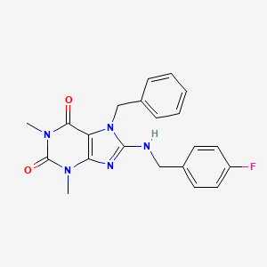 molecular formula C21H20FN5O2 B4493606 7-benzyl-8-[(4-fluorobenzyl)amino]-1,3-dimethyl-3,7-dihydro-1H-purine-2,6-dione 