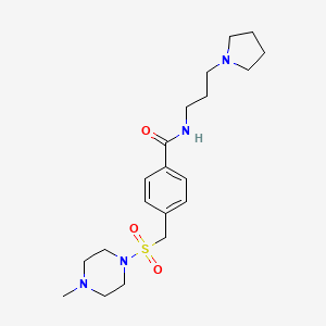 molecular formula C20H32N4O3S B4493607 4-{[(4-methyl-1-piperazinyl)sulfonyl]methyl}-N-[3-(1-pyrrolidinyl)propyl]benzamide 