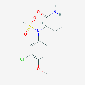 molecular formula C12H17ClN2O4S B4493632 2-[(3-chloro-4-methoxyphenyl)(methylsulfonyl)amino]butanamide 