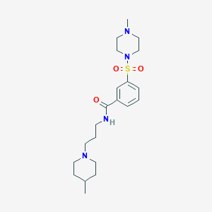 molecular formula C21H34N4O3S B4493653 3-[(4-methylpiperazin-1-yl)sulfonyl]-N-[3-(4-methylpiperidin-1-yl)propyl]benzamide 