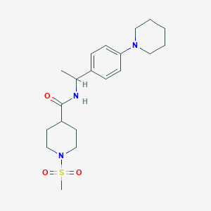 molecular formula C20H31N3O3S B4493667 1-METHANESULFONYL-N-{1-[4-(PIPERIDIN-1-YL)PHENYL]ETHYL}PIPERIDINE-4-CARBOXAMIDE 