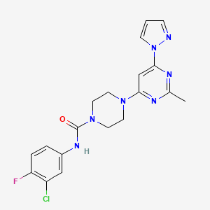 N-(3-chloro-4-fluorophenyl)-4-[2-methyl-6-(1H-pyrazol-1-yl)-4-pyrimidinyl]-1-piperazinecarboxamide