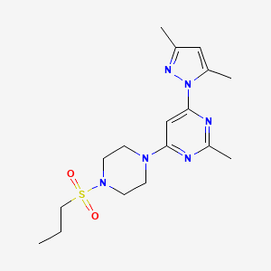 molecular formula C17H26N6O2S B4493744 4-(3,5-dimethyl-1H-pyrazol-1-yl)-2-methyl-6-[4-(propylsulfonyl)-1-piperazinyl]pyrimidine 