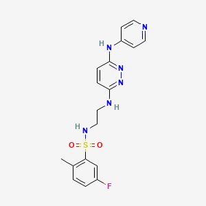 molecular formula C18H19FN6O2S B4493803 5-fluoro-2-methyl-N-(2-{[6-(4-pyridinylamino)-3-pyridazinyl]amino}ethyl)benzenesulfonamide 