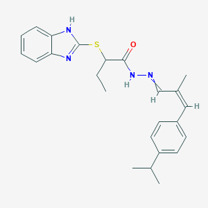 molecular formula C24H28N4OS B449381 2-(1H-benzimidazol-2-ylsulfanyl)-N'-[3-(4-isopropylphenyl)-2-methyl-2-propenylidene]butanohydrazide 