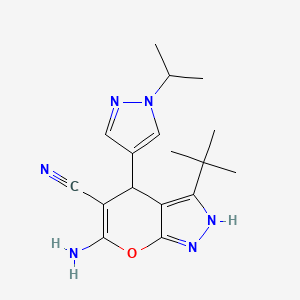 molecular formula C17H22N6O B4493814 6-amino-3-tert-butyl-4-(1-isopropyl-1H-pyrazol-4-yl)-2,4-dihydropyrano[2,3-c]pyrazole-5-carbonitrile 