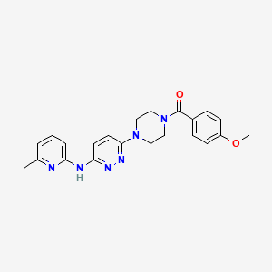 molecular formula C22H24N6O2 B4493818 6-[4-(4-methoxybenzoyl)-1-piperazinyl]-N-(6-methyl-2-pyridinyl)-3-pyridazinamine 