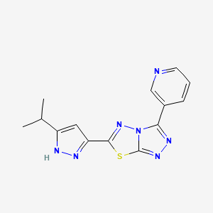 molecular formula C14H13N7S B4493833 6-(3-isopropyl-1H-pyrazol-5-yl)-3-(3-pyridinyl)[1,2,4]triazolo[3,4-b][1,3,4]thiadiazole 