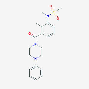 molecular formula C20H25N3O3S B4493846 N-methyl-N-[2-methyl-3-(4-phenylpiperazine-1-carbonyl)phenyl]methanesulfonamide 