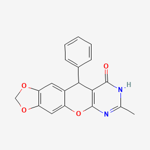 molecular formula C19H14N2O4 B4493852 7-methyl-10-phenyl-8,10-dihydro-9H-[1,3]dioxolo[6,7]chromeno[2,3-d]pyrimidin-9-one 