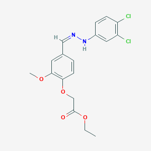 molecular formula C18H18Cl2N2O4 B449388 ethyl (4-{(Z)-[2-(3,4-dichlorophenyl)hydrazinylidene]methyl}-2-methoxyphenoxy)acetate 