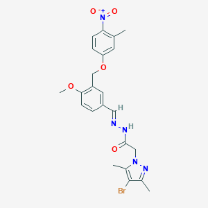 molecular formula C23H24BrN5O5 B449390 2-(4-bromo-3,5-dimethyl-1H-pyrazol-1-yl)-N'-[(E)-{4-methoxy-3-[(3-methyl-4-nitrophenoxy)methyl]phenyl}methylidene]acetohydrazide 