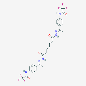 molecular formula C27H28F6N6O4 B449397 2,2,2-trifluoro-N-[4-(N-{7-oxo-7-[2-(1-{4-[(trifluoroacetyl)amino]phenyl}ethylidene)hydrazino]heptanoyl}ethanehydrazonoyl)phenyl]acetamide 
