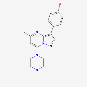 molecular formula C19H22FN5 B4494010 1-[3-(4-Fluorophenyl)-2,5-dimethylpyrazolo[1,5-a]pyrimidin-7-yl]-4-methylpiperazine 