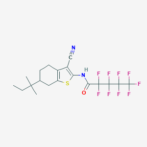 molecular formula C19H19F9N2OS B449402 N-[3-cyano-6-(2-methylbutan-2-yl)-4,5,6,7-tetrahydro-1-benzothiophen-2-yl]-2,2,3,3,4,4,5,5,5-nonafluoropentanamide 