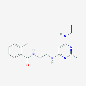 molecular formula C17H23N5O B4494029 N-(2-{[6-(ethylamino)-2-methyl-4-pyrimidinyl]amino}ethyl)-2-methylbenzamide 