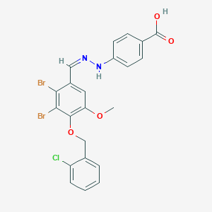 molecular formula C22H17Br2ClN2O4 B449405 4-(2-{2,3-Dibromo-4-[(2-chlorobenzyl)oxy]-5-methoxybenzylidene}hydrazino)benzoic acid 