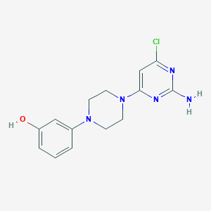 molecular formula C14H16ClN5O B4494067 3-[4-(2-amino-6-chloro-4-pyrimidinyl)-1-piperazinyl]phenol 