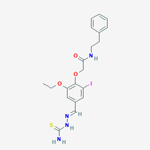 molecular formula C20H23IN4O3S B449413 2-{4-[(E)-(2-carbamothioylhydrazinylidene)methyl]-2-ethoxy-6-iodophenoxy}-N-(2-phenylethyl)acetamide 
