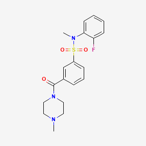 molecular formula C19H22FN3O3S B4494189 N-(2-fluorophenyl)-N-methyl-3-[(4-methyl-1-piperazinyl)carbonyl]benzenesulfonamide 