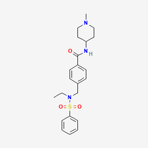 molecular formula C22H29N3O3S B4494218 4-{[ethyl(phenylsulfonyl)amino]methyl}-N-(1-methyl-4-piperidinyl)benzamide 