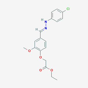 molecular formula C18H19ClN2O4 B449423 ethyl (4-{(E)-[2-(4-chlorophenyl)hydrazinylidene]methyl}-2-methoxyphenoxy)acetate 