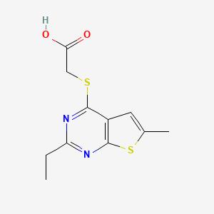 molecular formula C11H12N2O2S2 B4494310 [(2-ethyl-6-methylthieno[2,3-d]pyrimidin-4-yl)thio]acetic acid 