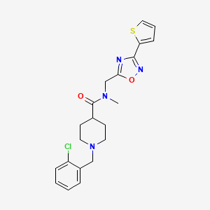 molecular formula C21H23ClN4O2S B4494330 1-[(2-CHLOROPHENYL)METHYL]-N-METHYL-N-{[3-(THIOPHEN-2-YL)-1,2,4-OXADIAZOL-5-YL]METHYL}PIPERIDINE-4-CARBOXAMIDE 