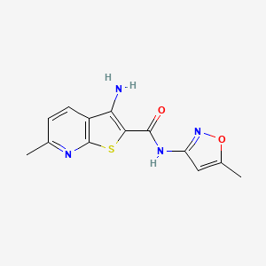 molecular formula C13H12N4O2S B4494356 3-amino-6-methyl-N-(5-methyl-1,2-oxazol-3-yl)thieno[2,3-b]pyridine-2-carboxamide 